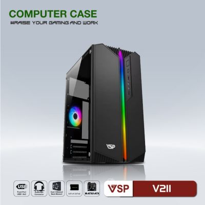 Vỏ Case VSP Gaming V211 (Gương hông cường lực, Có Led RGB)