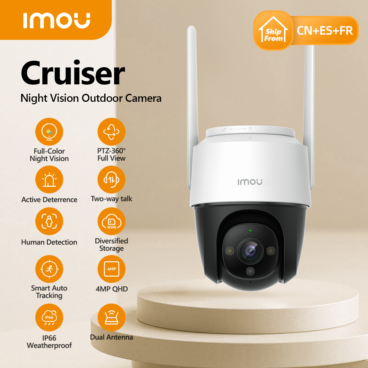 Camera IP Imou Cruise 4G - Kết bối bằng sim 4G, Có màu đêm, Ngoài trời, Chống nước IP66