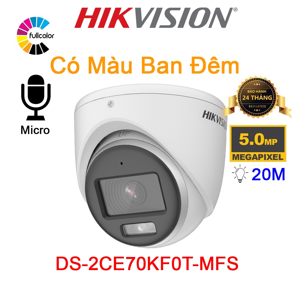 Camera Hikvision DS-2CE70KF0T-MFS HD-TVI Có màu đêm 3k (5Mb 16:9)