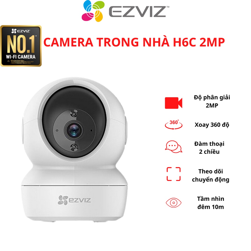 Camera Ezviz H6C 2MB - Xoay 360 độ, đàm thoại 2 chiều, wifi